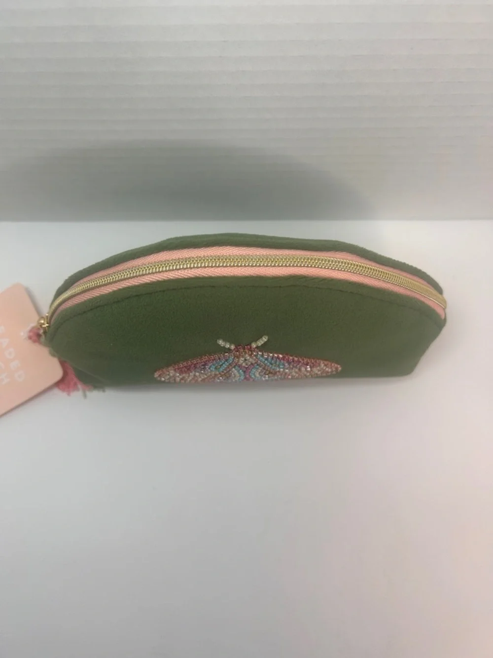 Butterfly Pouch Green, Beaded, Mom, Mother’s Day